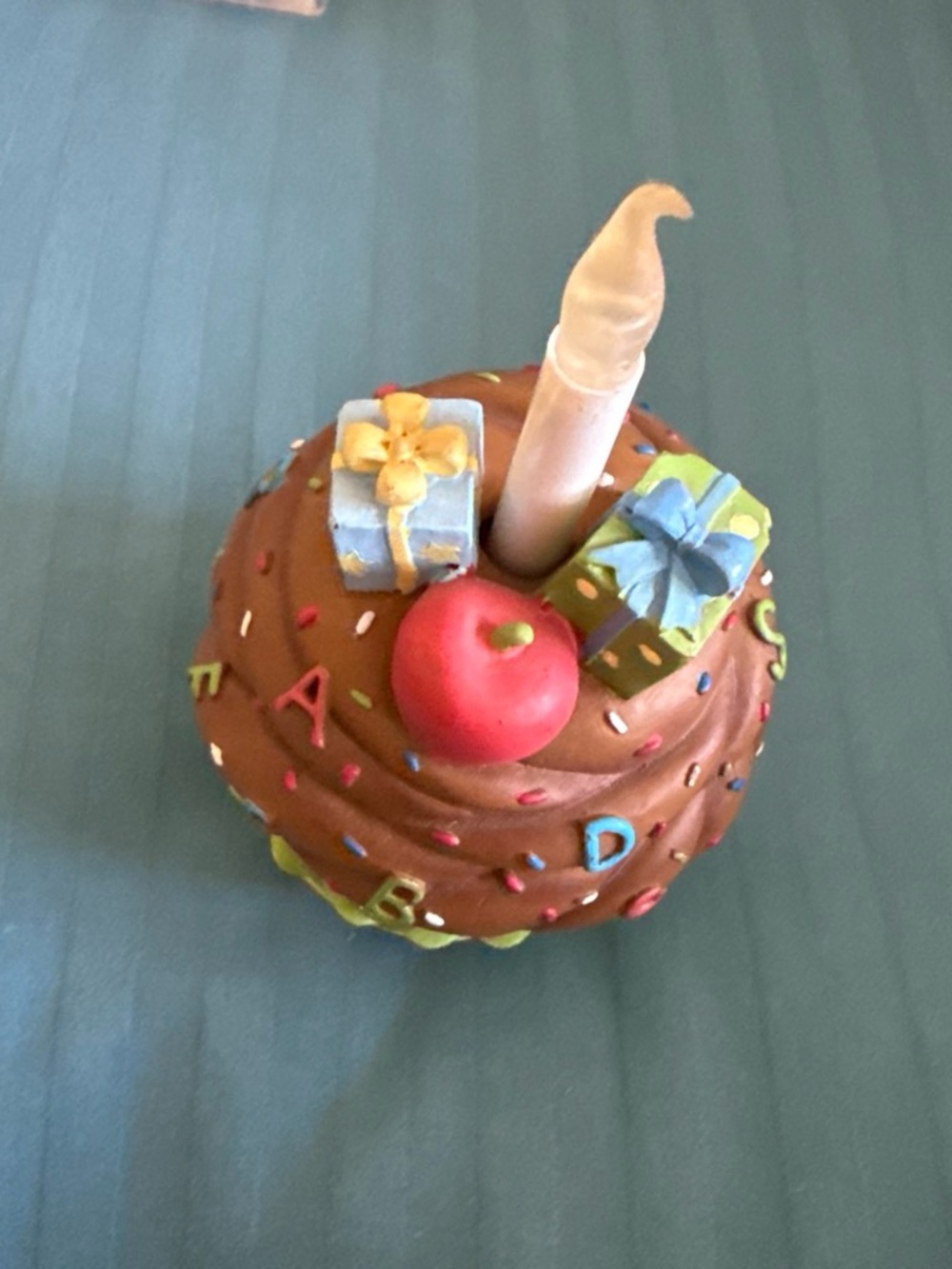 Novelty Chocolate Frosted Cupcake Trinket with Candle & Gifts